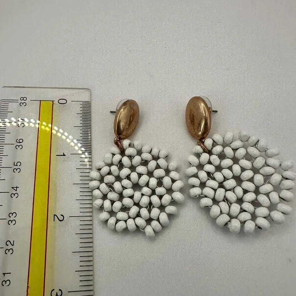 J Bloom white and gold beaded circle earrings - Image 6