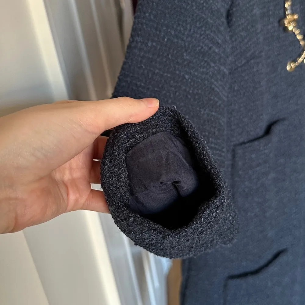 Tuckernuck Navy Tie Tweed Kelly Dress, Navy Blue Boxy Dress, Size Medium - Image 11