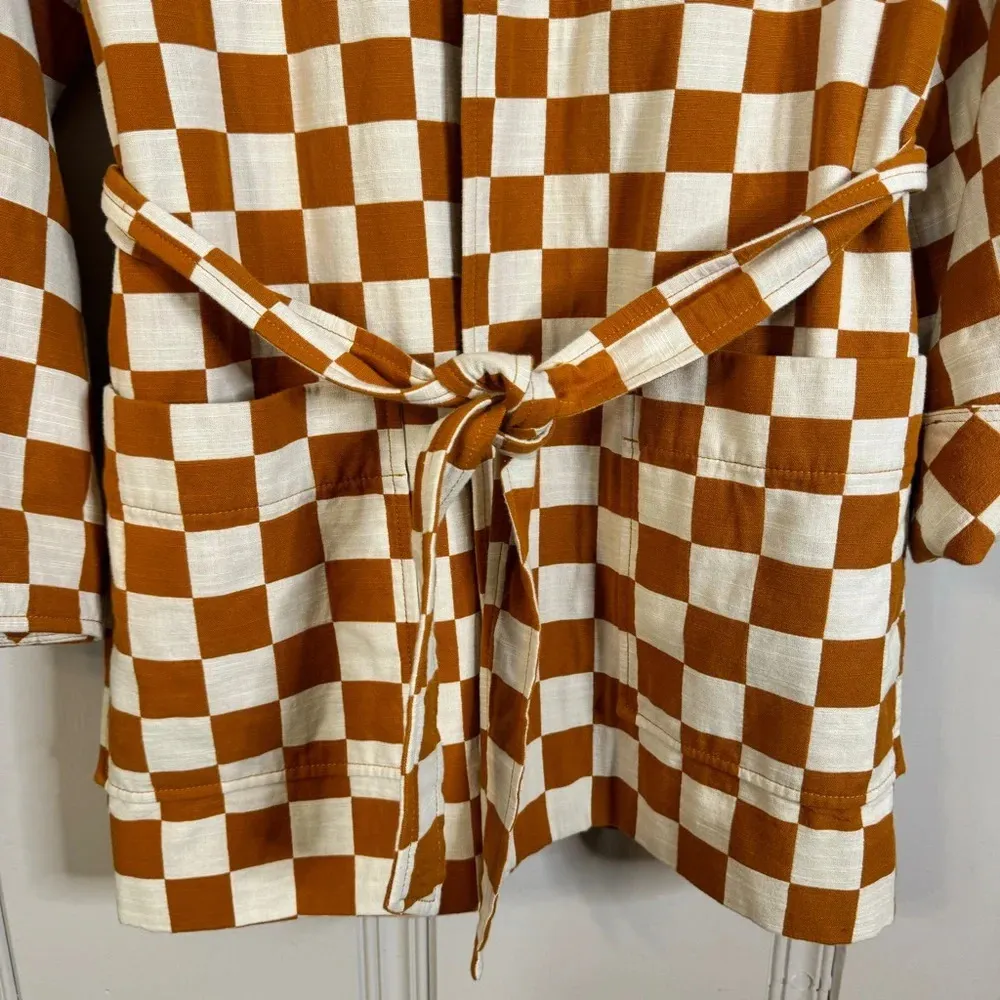 Madewell Brown and White Checkered Jacket - Image 5