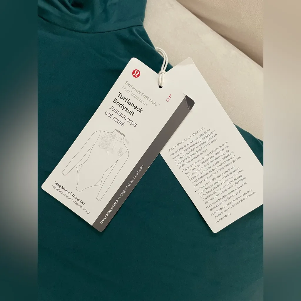 Lululemon NWT Wundermost Ultra Soft Nulu Turtleneck Storm Teal Bodysuit Size L - Image 10