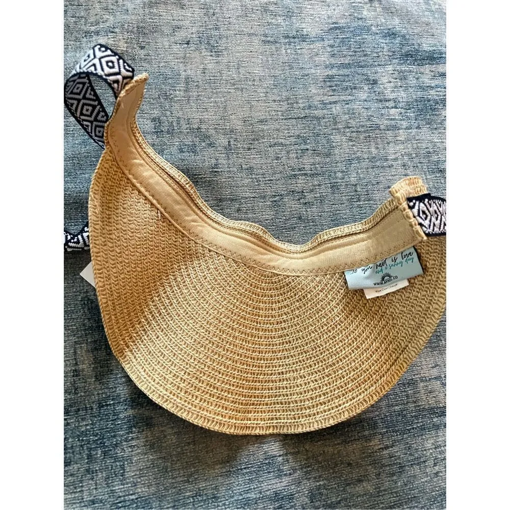 NWT! Aynil Foldable Straw Sun Visor Tan - Image 3