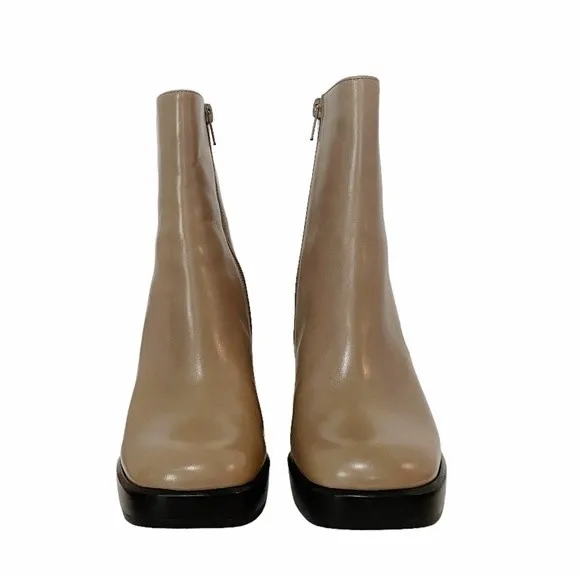 NEW Jeffrey Campbell Retro 70s Platform Boot Taupe Beige & Black Leather Size 8 - Image 7