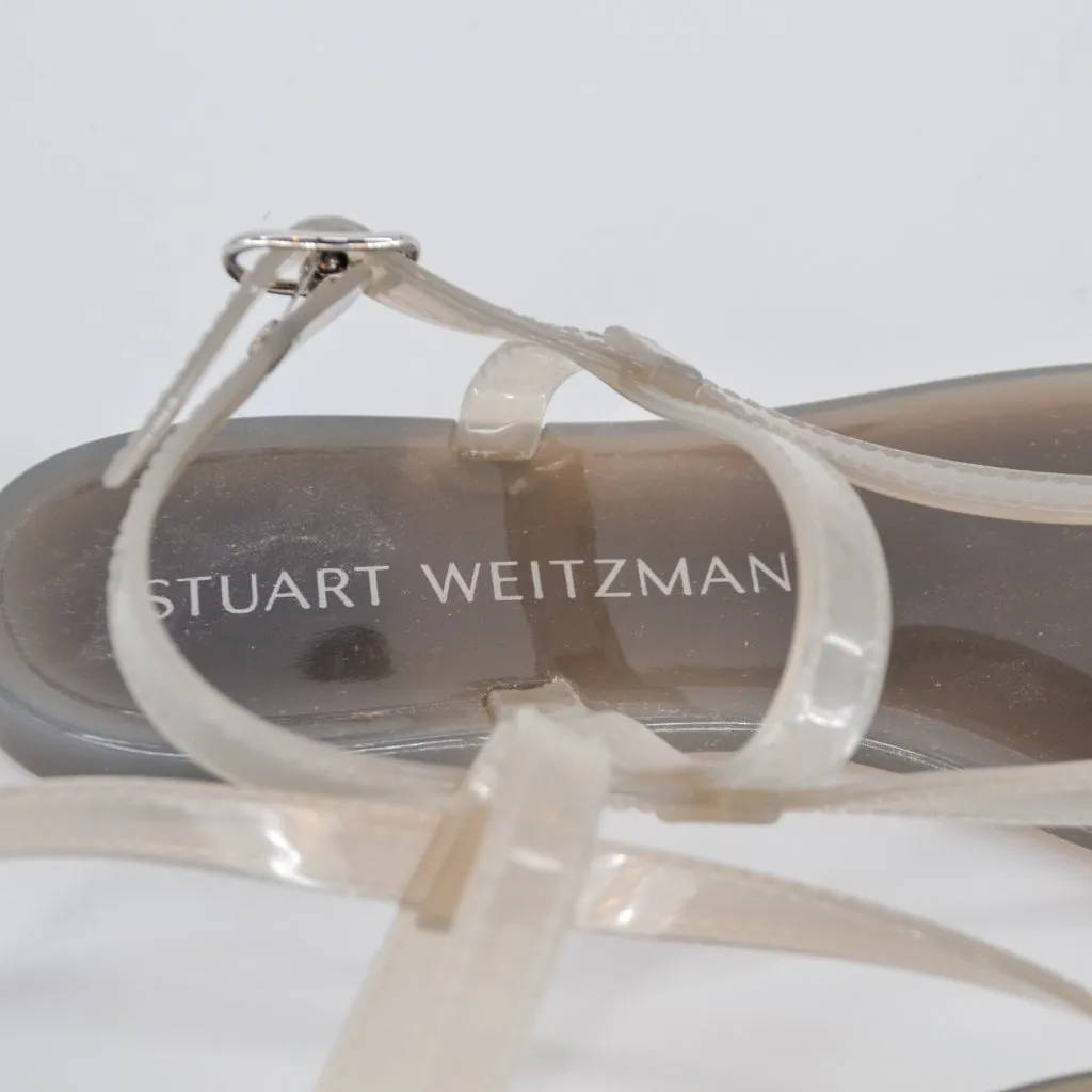 Stuart Weitzman Summer Jelly Sandals Millie Grey Clear Thong Flats Women's 7 - Image 9