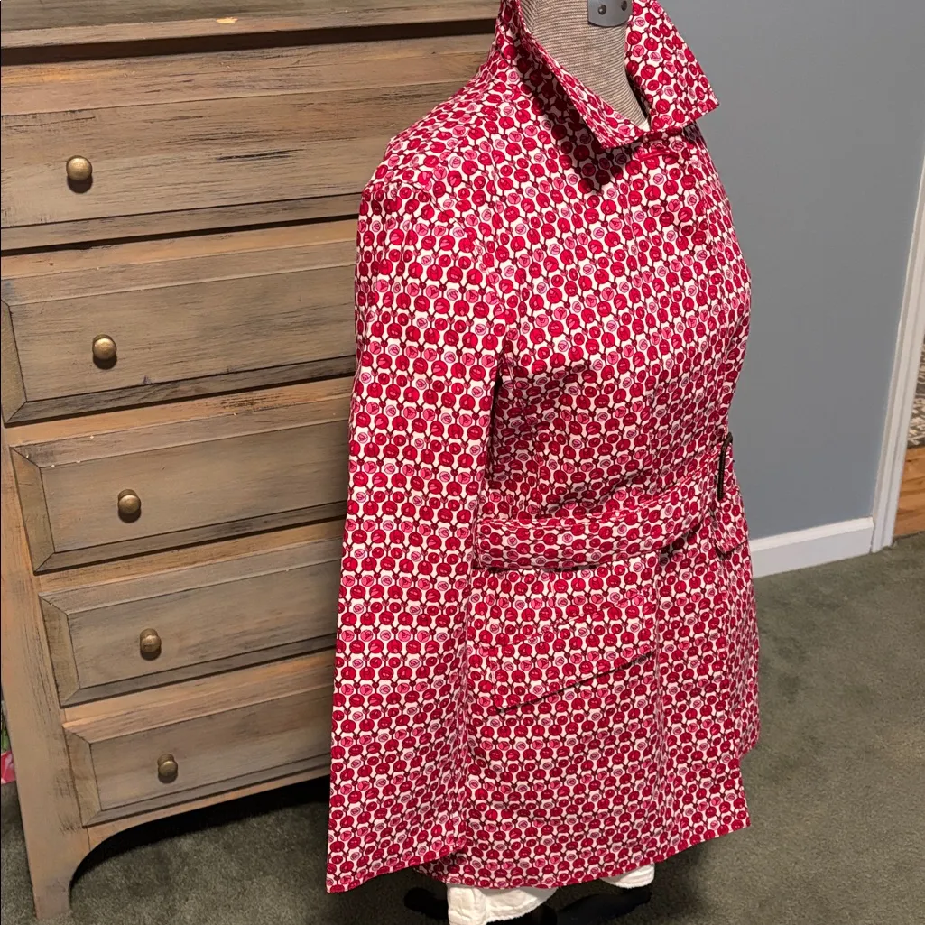 GAP Pink and White Tulip Patterned Waterproof belted Trench Coat - Image 3