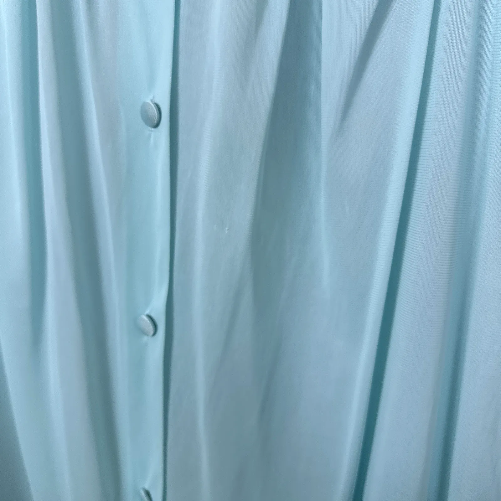 Vintage Vanity Fair Pajama Top Only Size Medium Nylon 90-107 Aqua Floral Shirt - Image 5