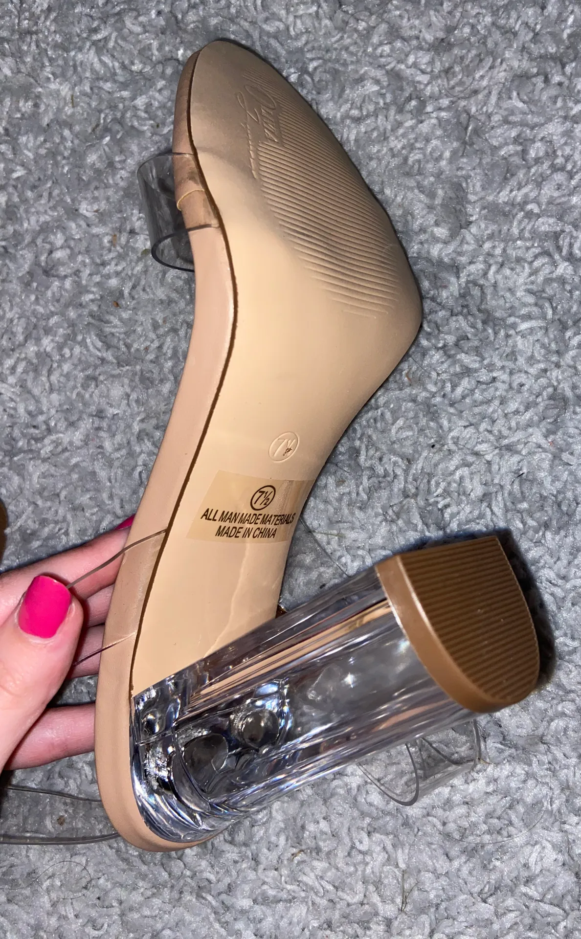 Clear Strap Heels Tan Size 7.5 - Image 5