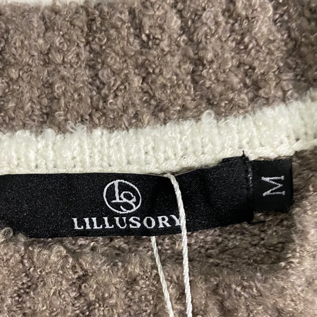 Women's Crewneck Sweater in Brown and Cream Size M - Image 2