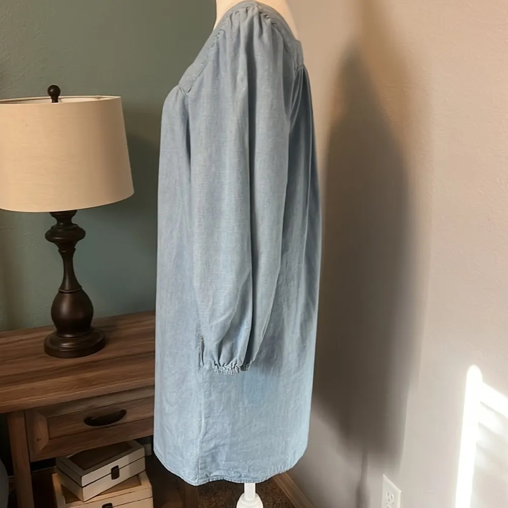 JCrew Squareneck Chambray Shift Dress Size Small - Image 5