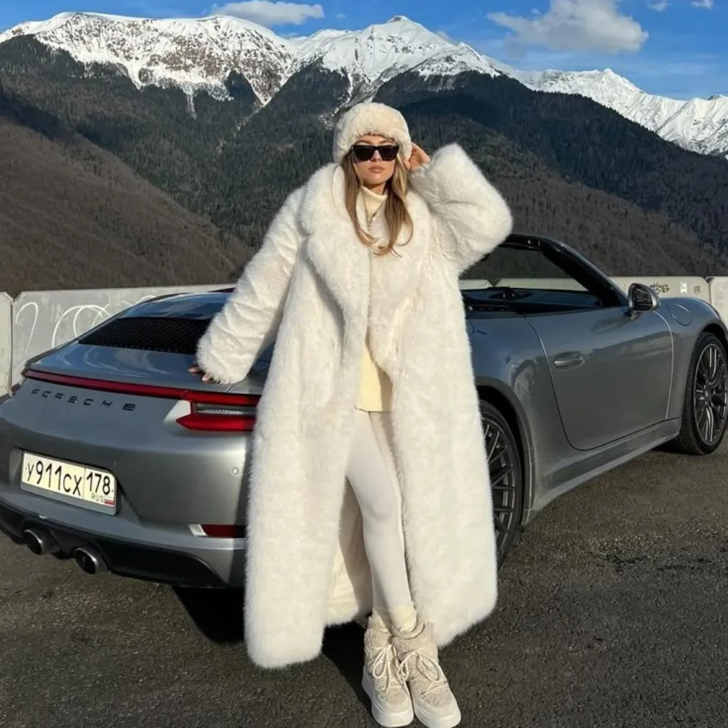 NWOT Dennis Basso White Faux Fur Coat Full Length sz Large - Image 16