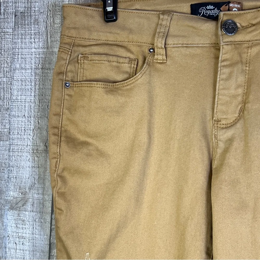 Royalty For Me Mid Rise Size 6 Dark Tan Colored Denim Straight Leg 5 Poc… - Image 7