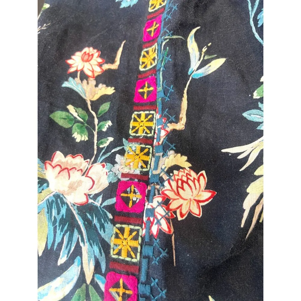 JOHNNY WAS | XS | Easy linen floral embroidered jumpsuit Overalls Women's - Image 7