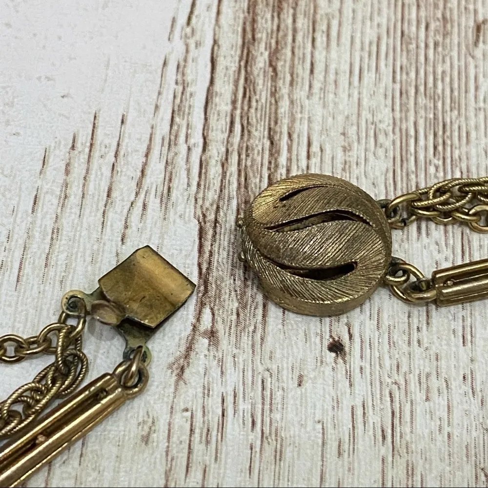 Vintage Unsigned Emerald Gold Chain Long Necklace - Image 12