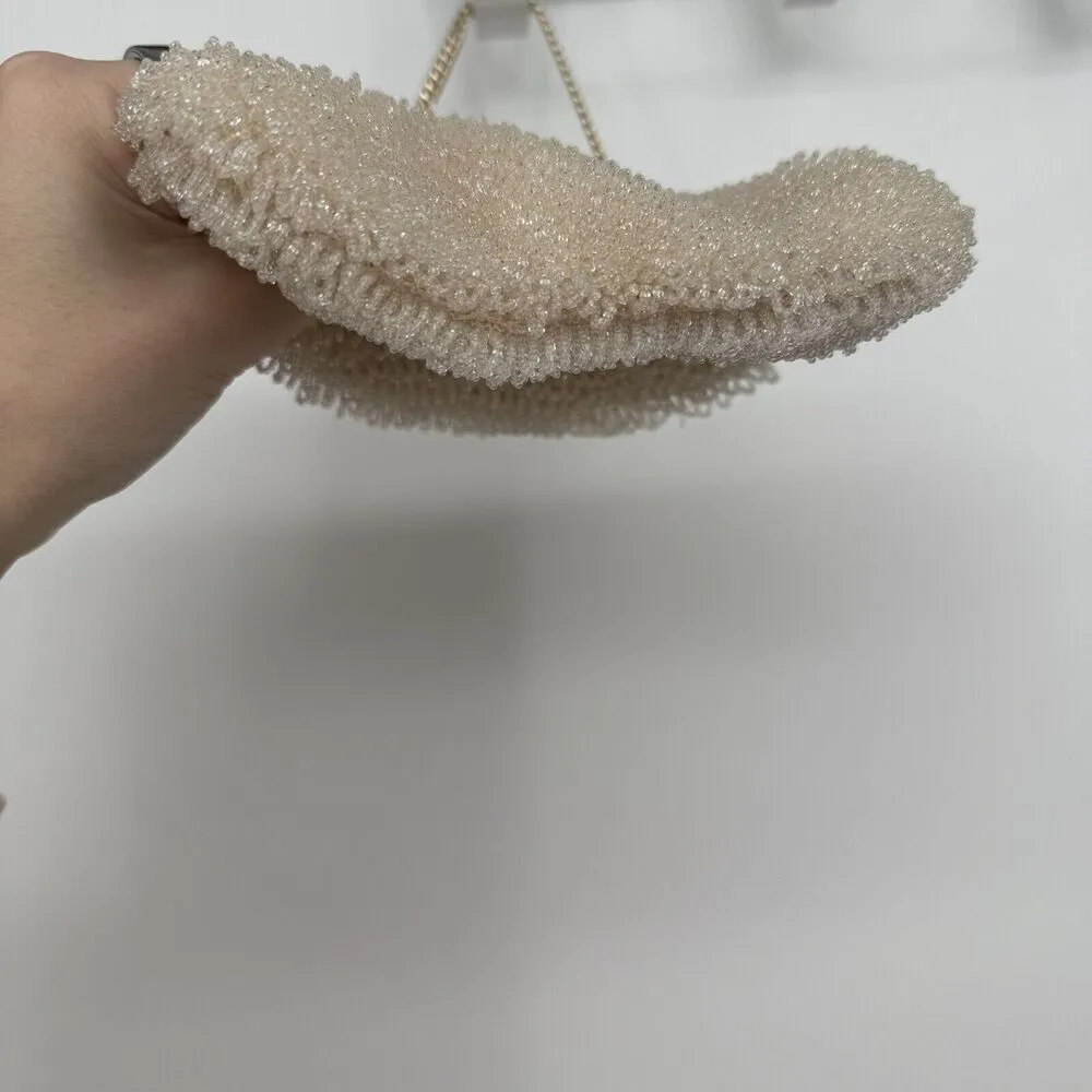 Bags by Josef Vintage Ivory Beaded Clutch Evening Bag Satin 50s Crystal Clasp - Image 6