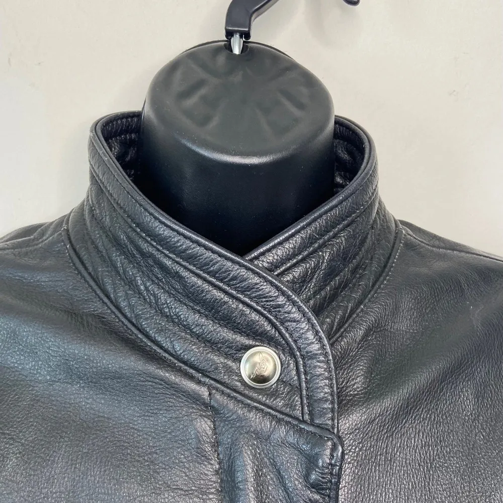 Harley Davidson Motorcycle Vintage Black Leather Fringe Jacket Size Small Riding - Image 2