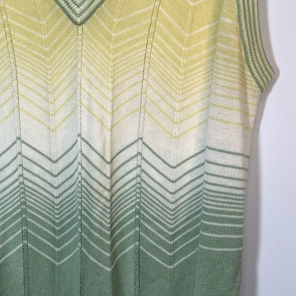 Leslie Fay Personal Women's Chevron Vest & Cardigan Bundle Green & Yellow Large - Image 11