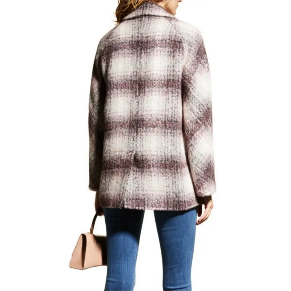 đź’•VERONICA BEARDđź’• Deena Plaid Double-Breasted Dickey Coat ~ Bordeaux Large NWOT - Image 4