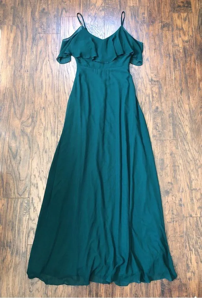 Birdy Grey • Jane Convertible Chiffon Dress bridesmaid formal Emerald green gown - Image 3