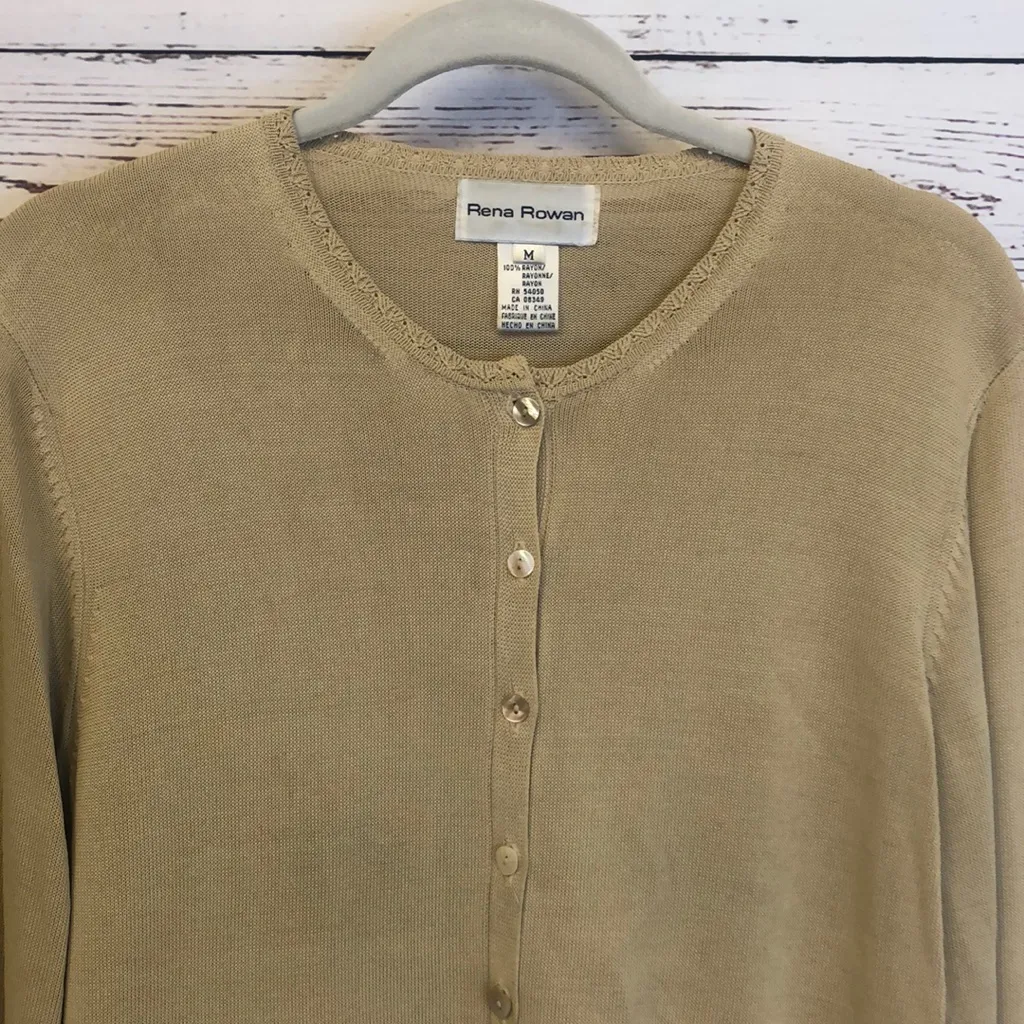Rena Rowan Rena‎ Rowan button down tan cardigan - Image 3