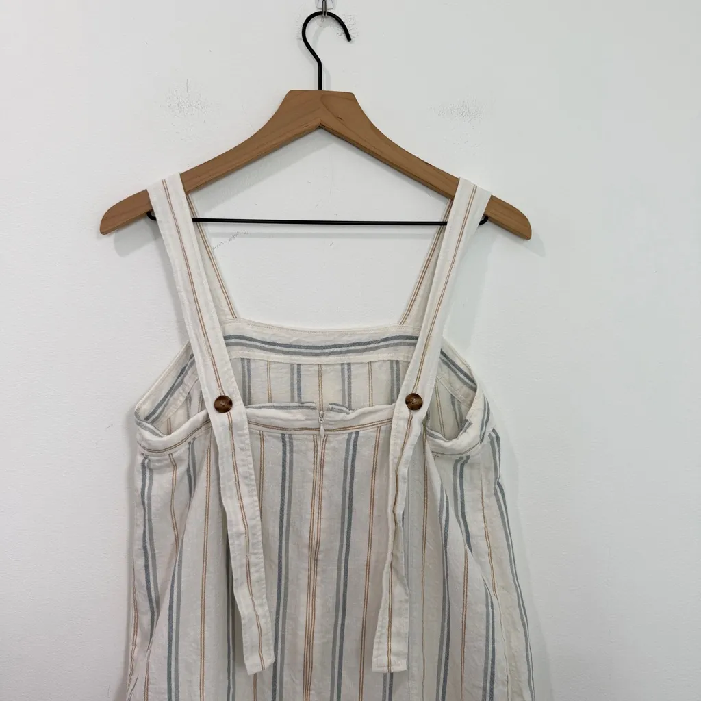 Madewell Linen-Cotton Princess-Seamed Midi Dress in Stripe Desert Dune Medium - Image 6