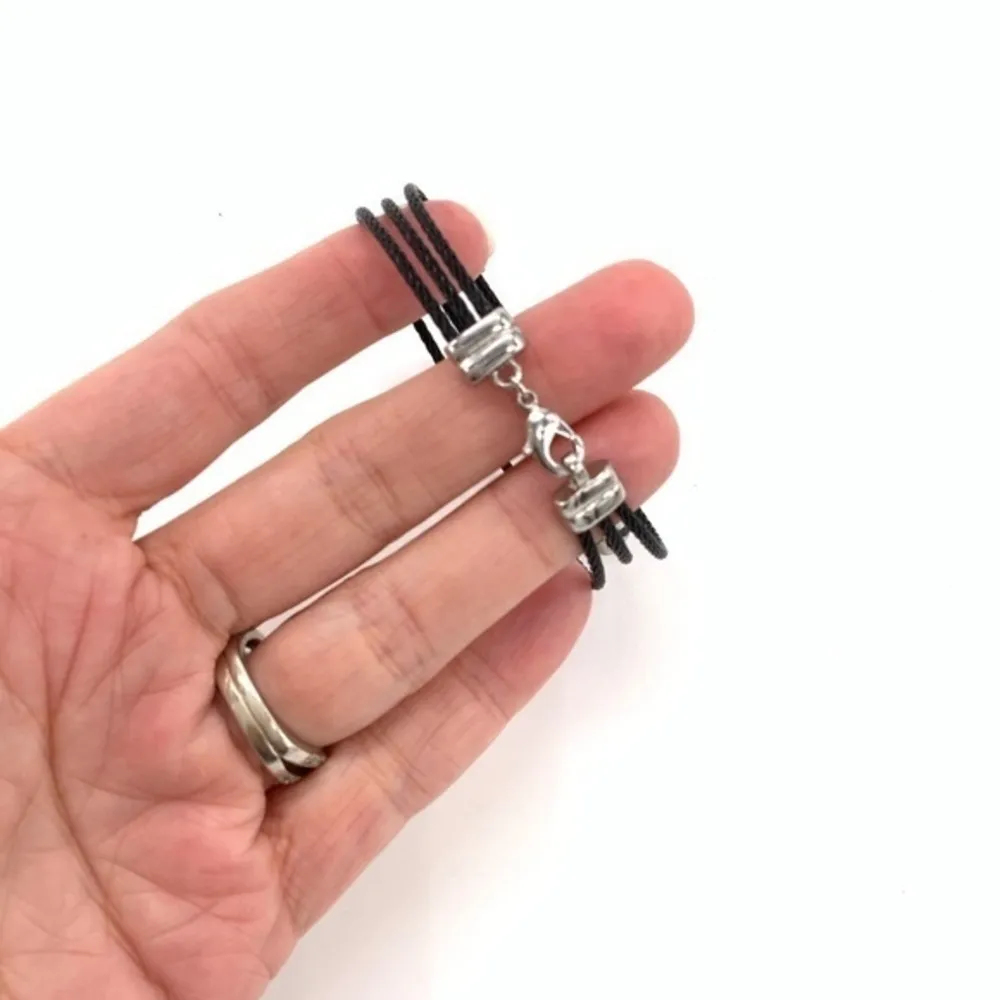 3 layer Wired‎ layered cross boho bracelet Black - Image 3