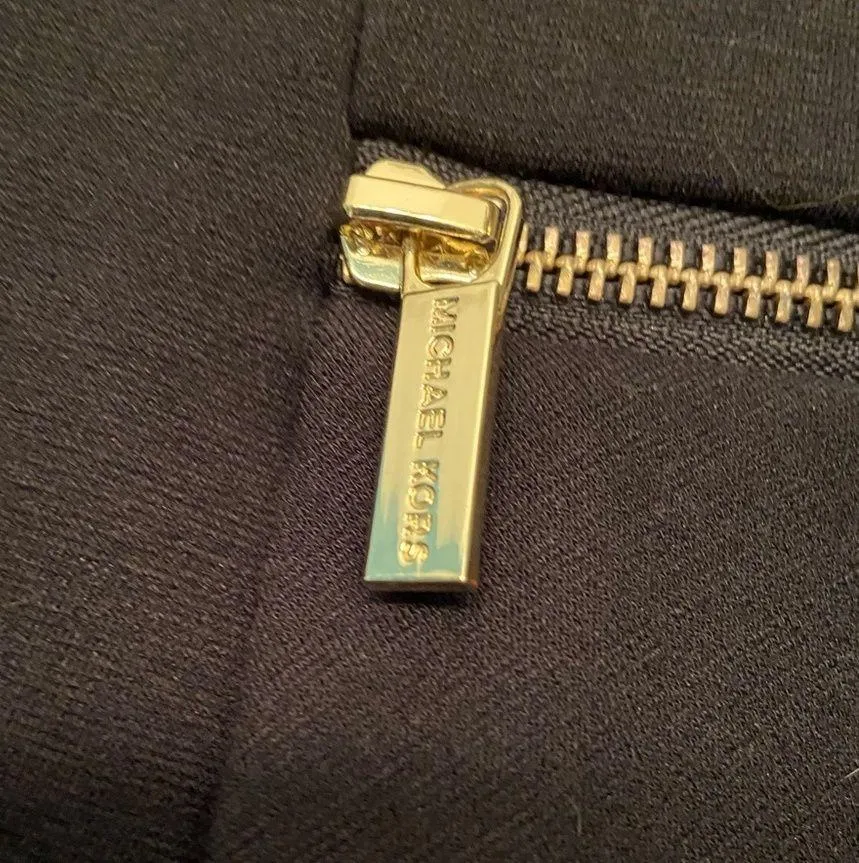 Michael  Black mini skirt with gold zipper in front & back size 8 - Image 2