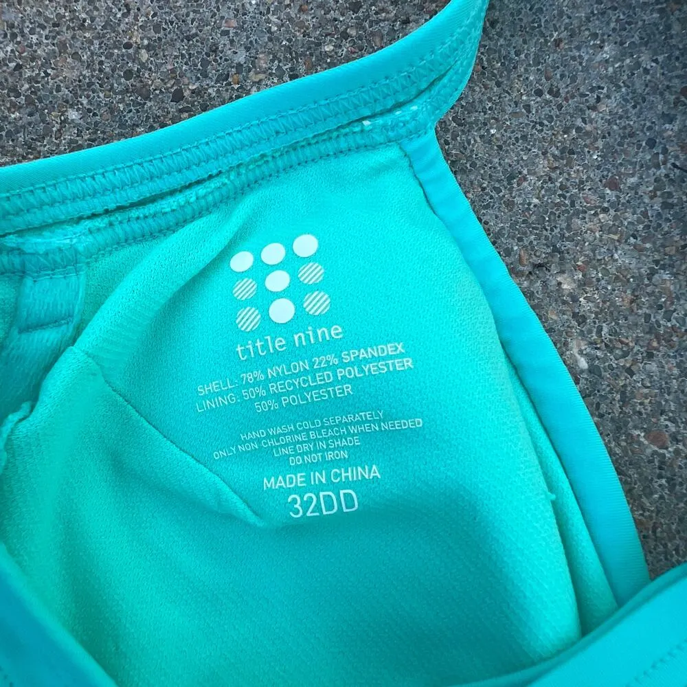 Title Nine 32DD turquoise halter ruched bust convertible tankini swim top - Image 3