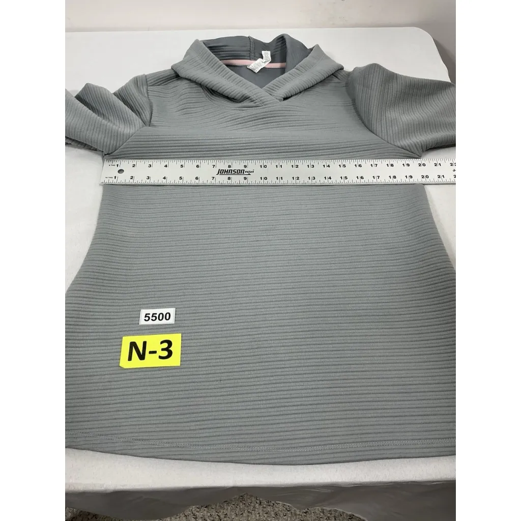 Womans RBX Long Sleeve Pullover Hoodie Large Gray Textured Side Slits - Image 4