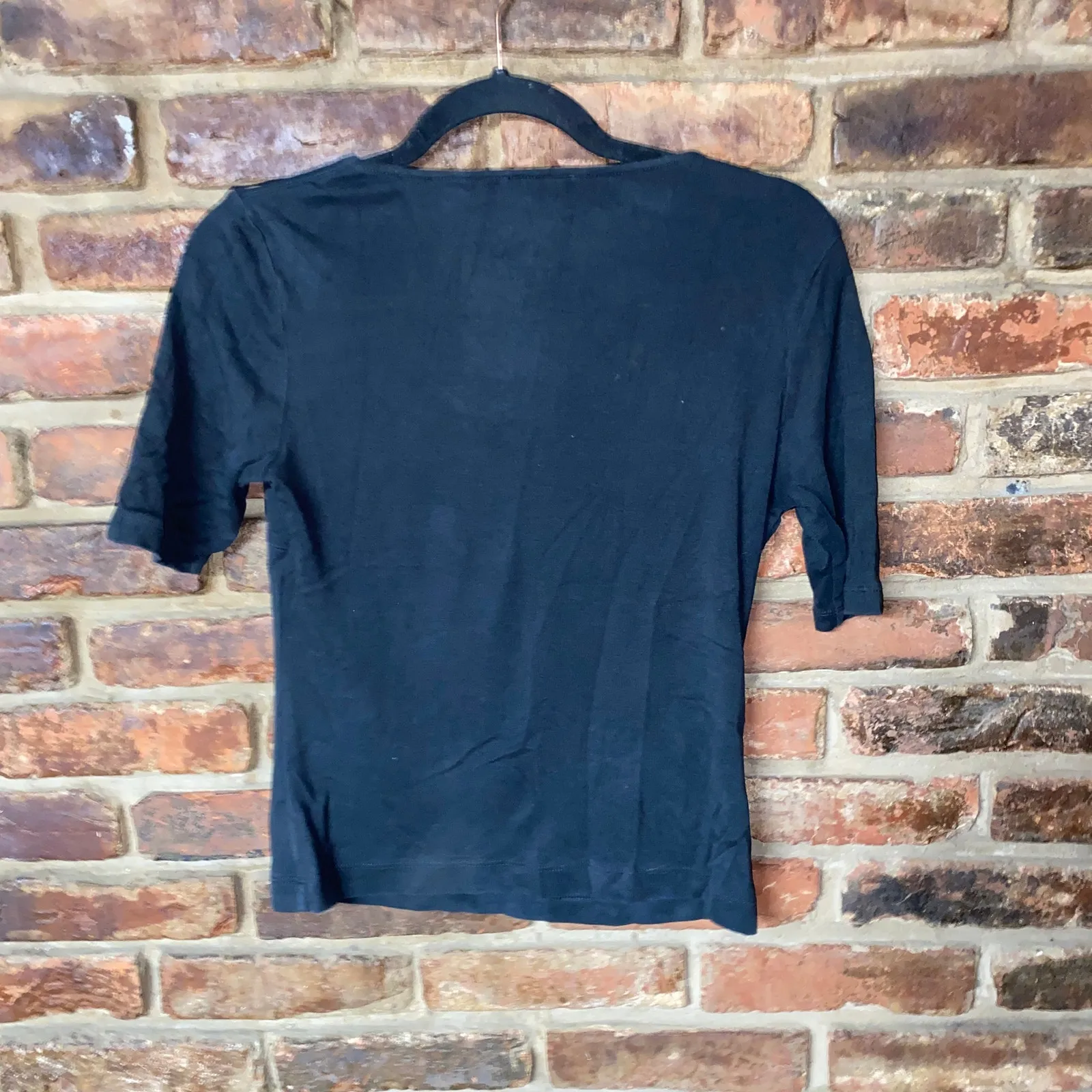 Ann Taylor LOFT Black Short Sleeve V-Neck Top Women's Size Small - Image 4