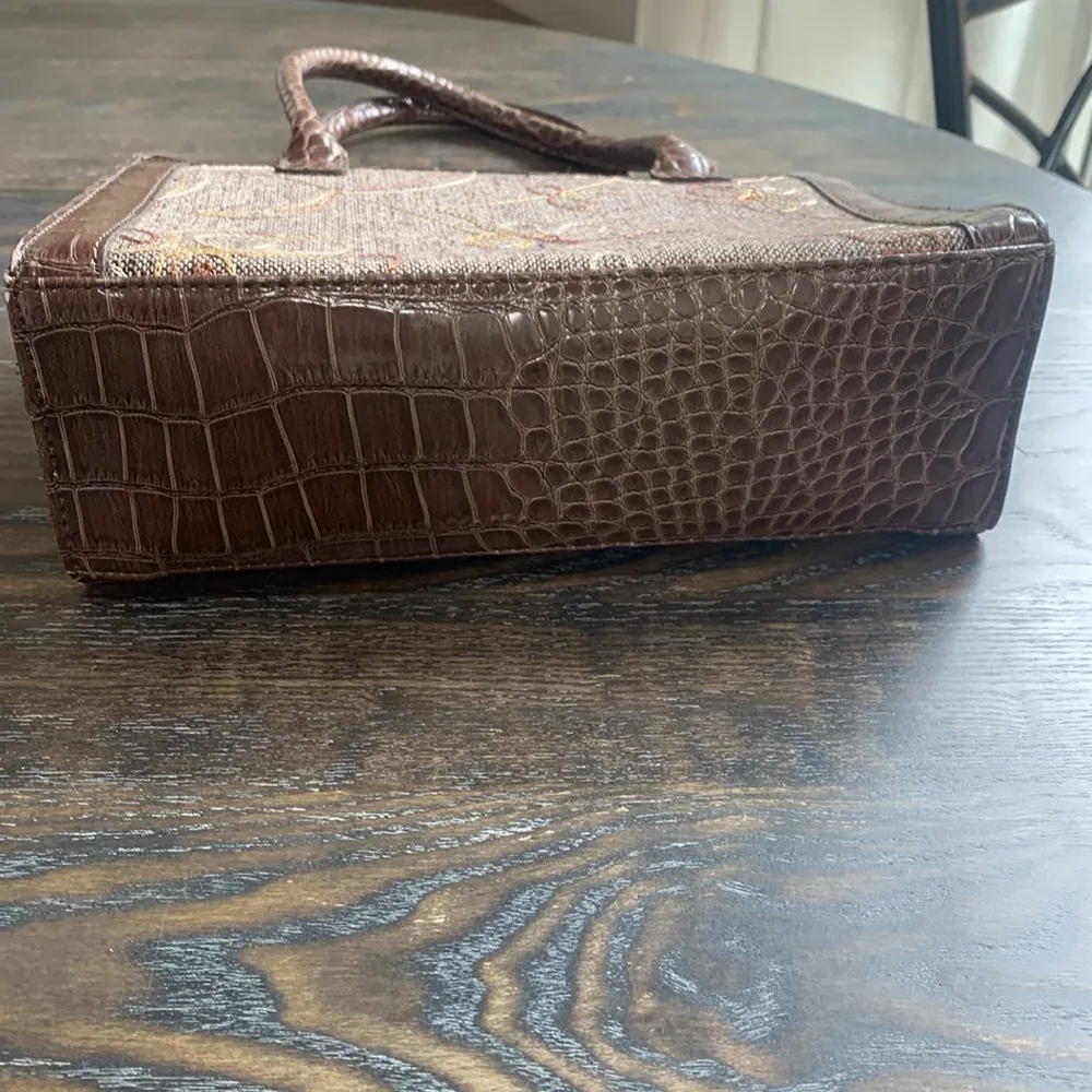 Liz Claiborne small wool and croc embossed vegan leather tote pre loved - Image 6