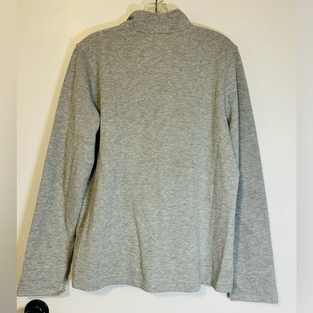 Orvis Sweatshirt Womens Large Gray Flip Cuff 1/4 Zip Pullover Preppy Lightweight - Image 2