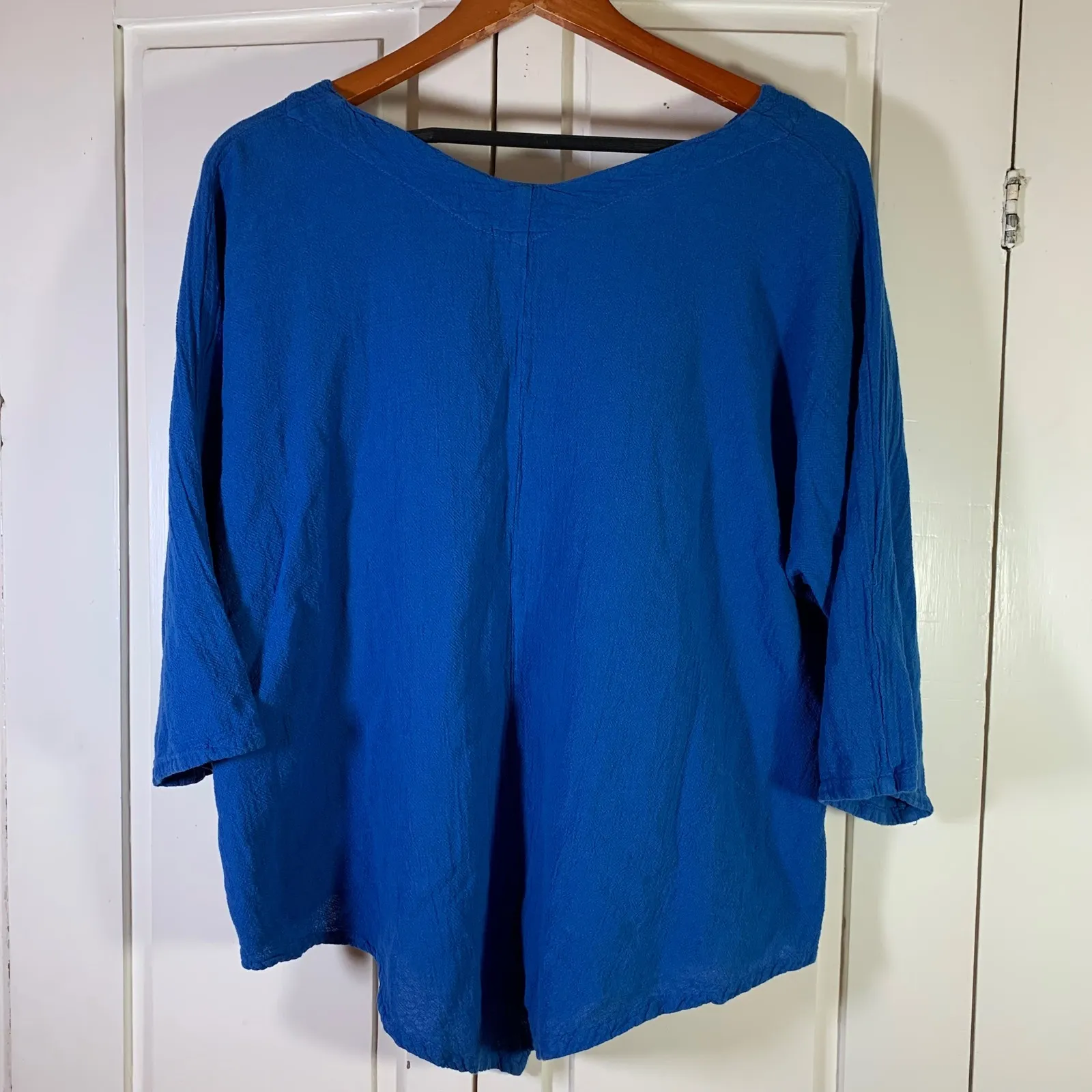 Oh My Gauze 3 Women's Top Size 16 XXL Royal‎ Blue Cotton Cruise Beachy Vacation - Image 2