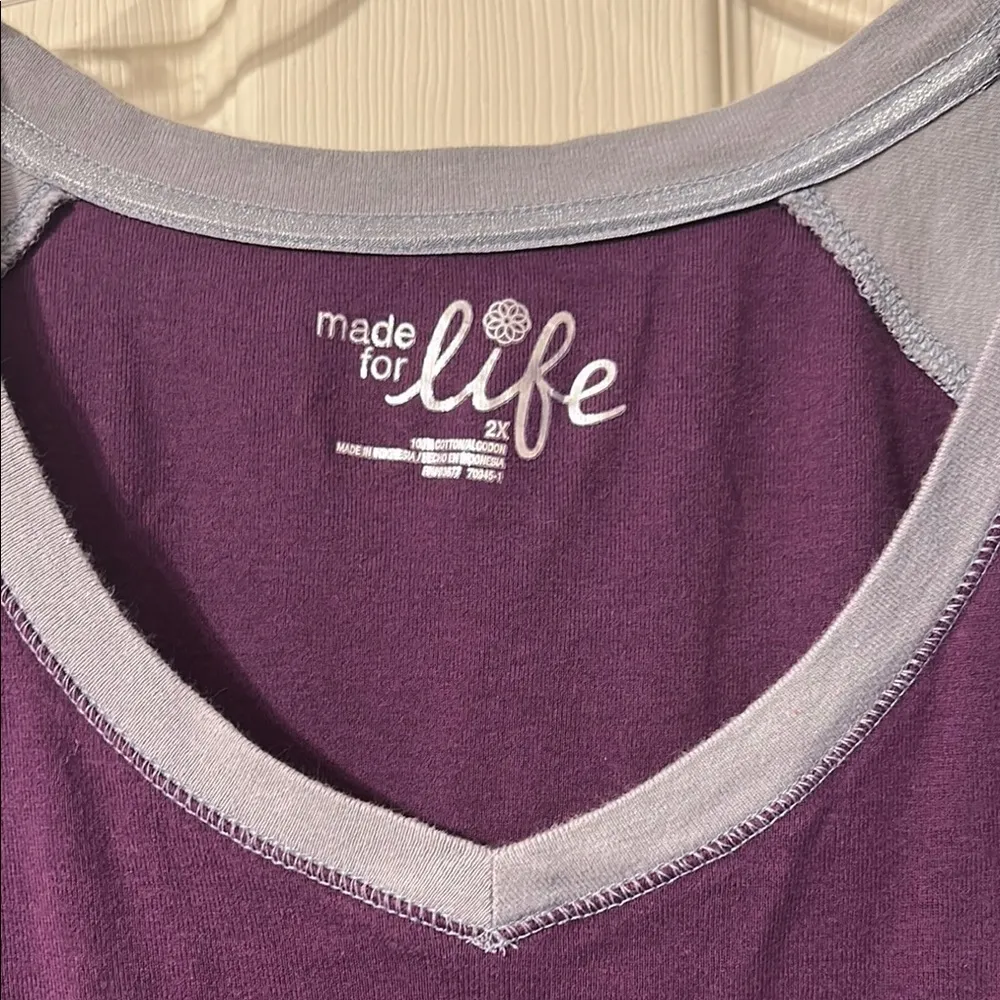 Made for life  Purple and Gray Short Sleeve Tee 2X - Image 3