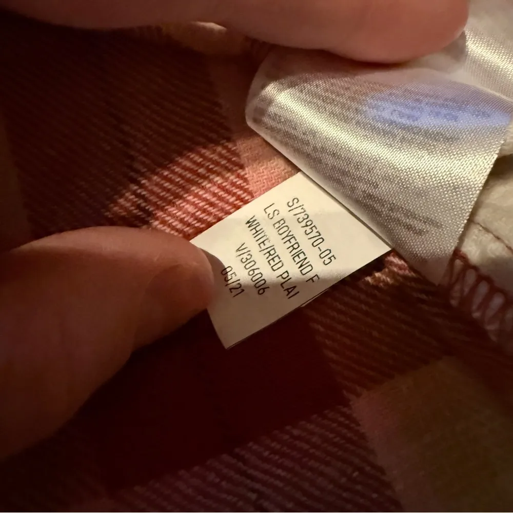 Old Navy The Boyfriend Shirt Red Cream Long Sleeve Plaid Button Front Shirt Sz S - Image 7