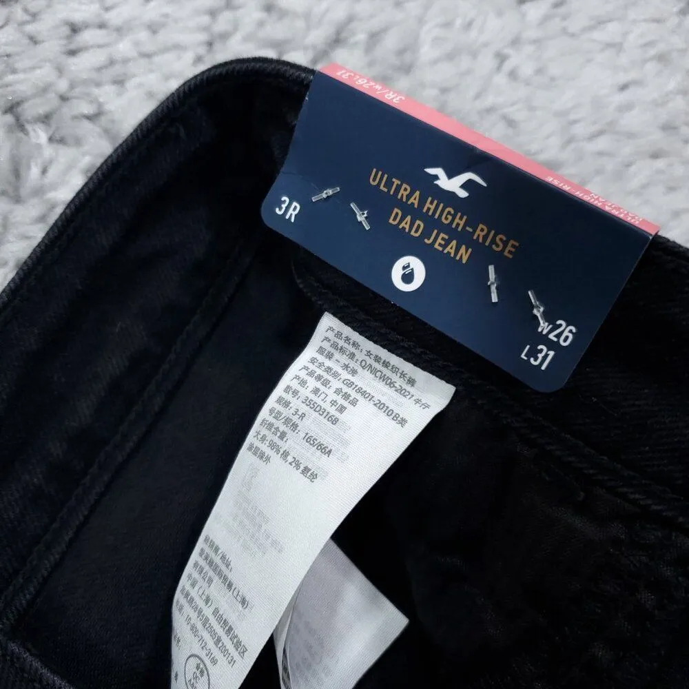 Hollister Half Coated Ultra High Rise Dad Jeans Black Size 3 26 x 31 26x31 - Image 6