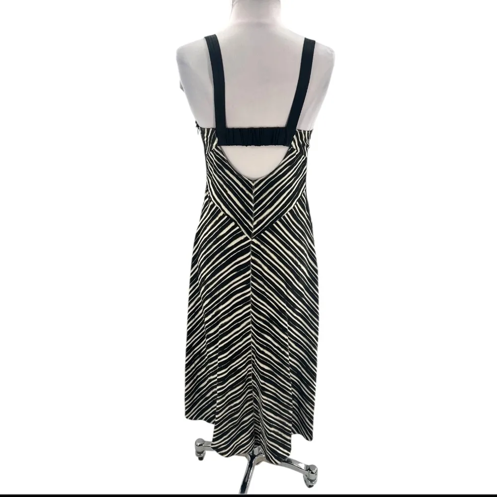 LA LIGNE Eva stripe silk dress midi sz S black white - Image 4