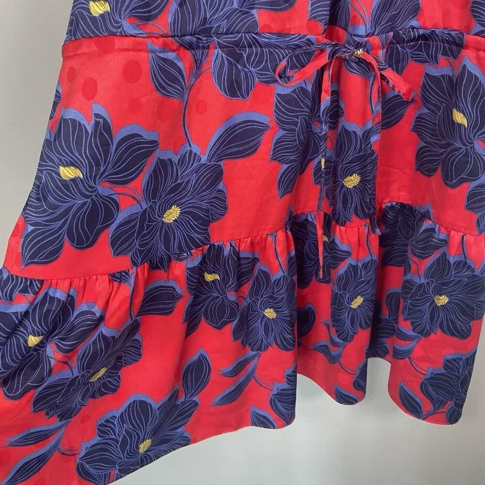 Draper James Martina Mini Dress in Magnolia Jacquard‎ Dot Size XXL Red Floral - Image 6