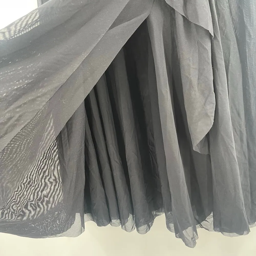 CARMEN MARC VALVO Swim Skirt Large Beach Cover-Up Sheer Slits Pull On Tie Waist - Image 9