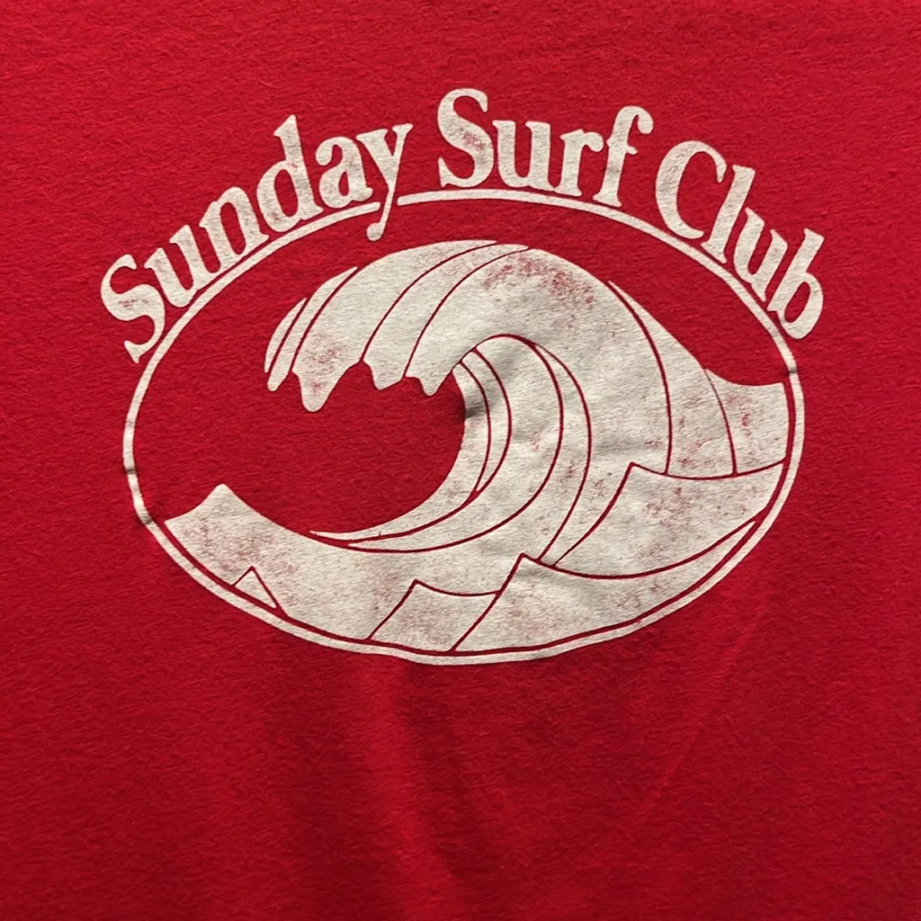 Old Navy Women’s Sunday Surf Club Red White Ringer Tee Size XS - Image 5