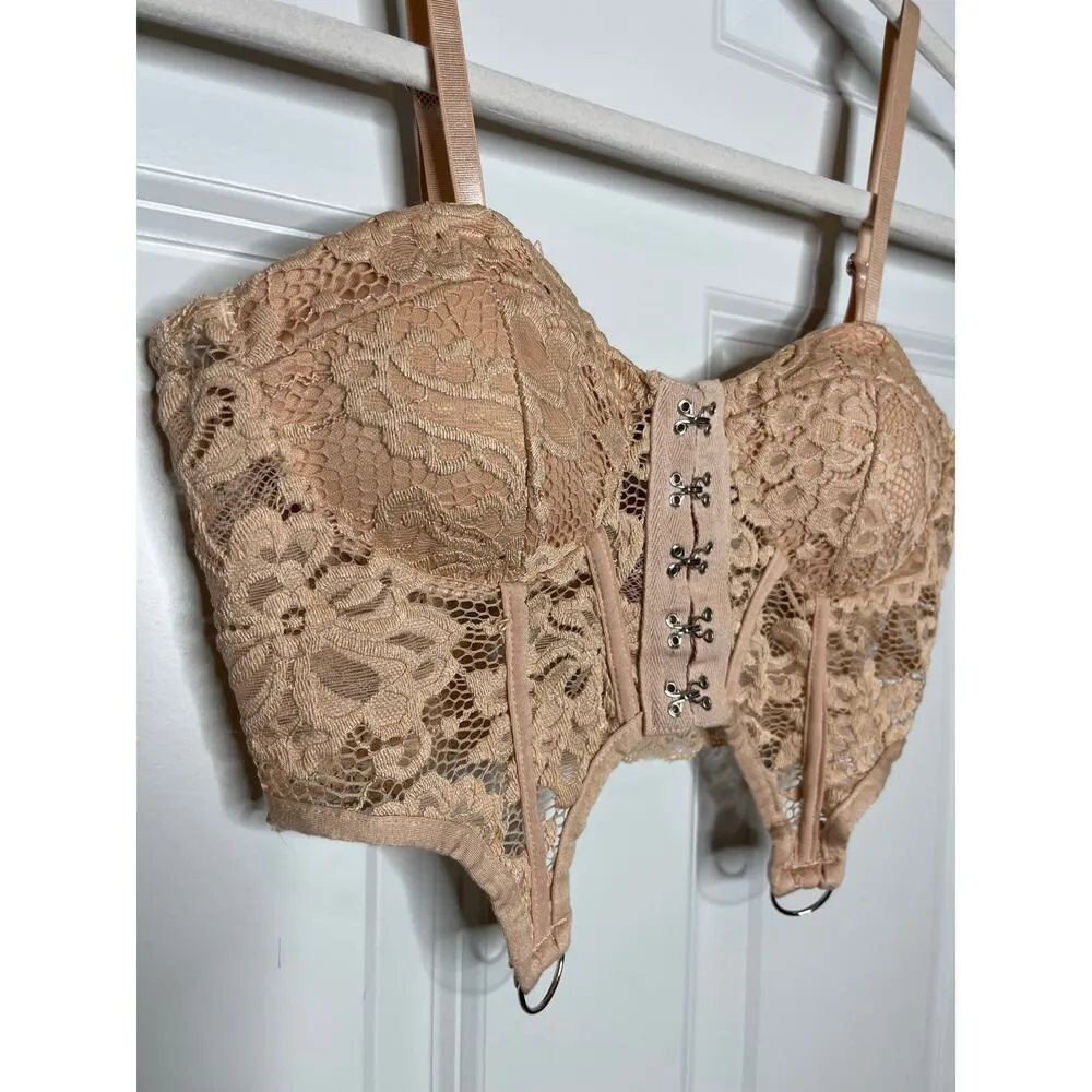 Love J Beige Tan Lace Corset Medium - Image 2