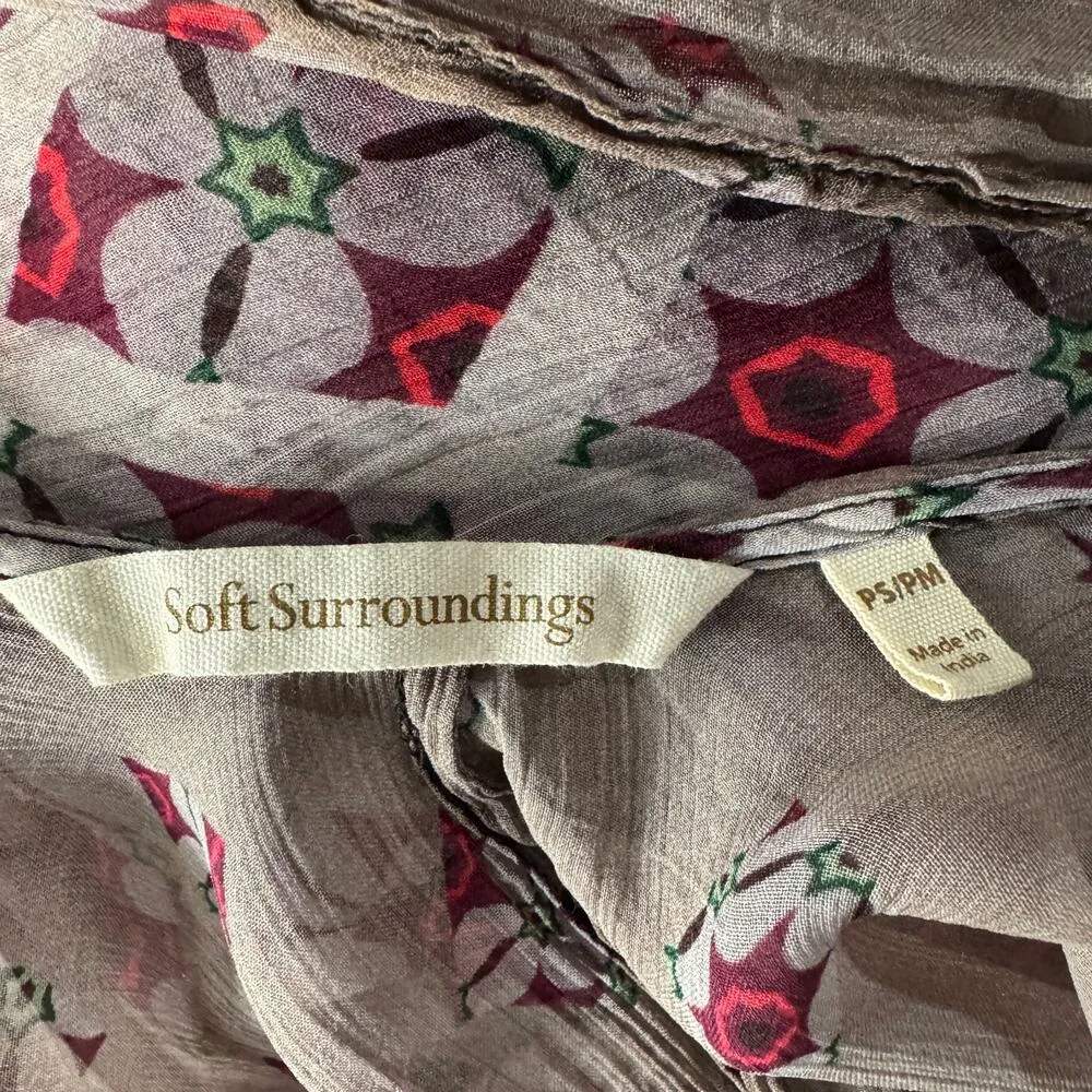 Soft Surroundings Petite PM/PL Boho Duster Open Vest Long Semi-Sheer Sleeveless - Image 8