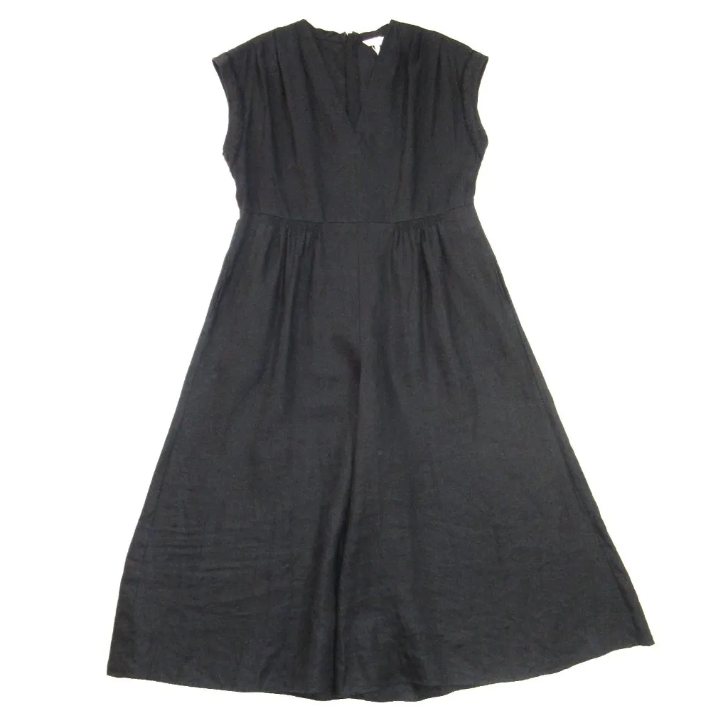 NWT Rebecca Taylor Linen Jumpsuit in Black Wide Leg Crop Jumper 12 $325 - Image 5