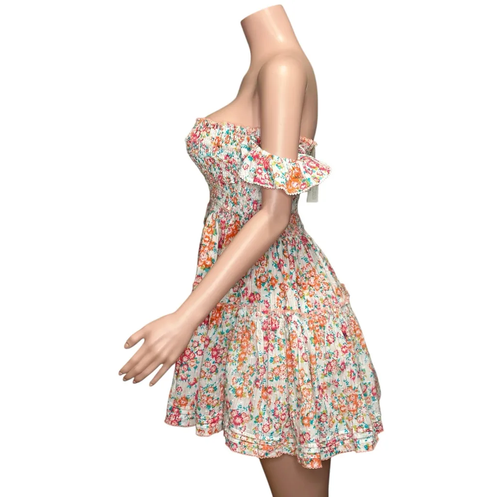 POUPETTE ST. BARTH Aurora Off-The-Shoulder Mini Dress, Pink Aquarelle, Medium - Image 7