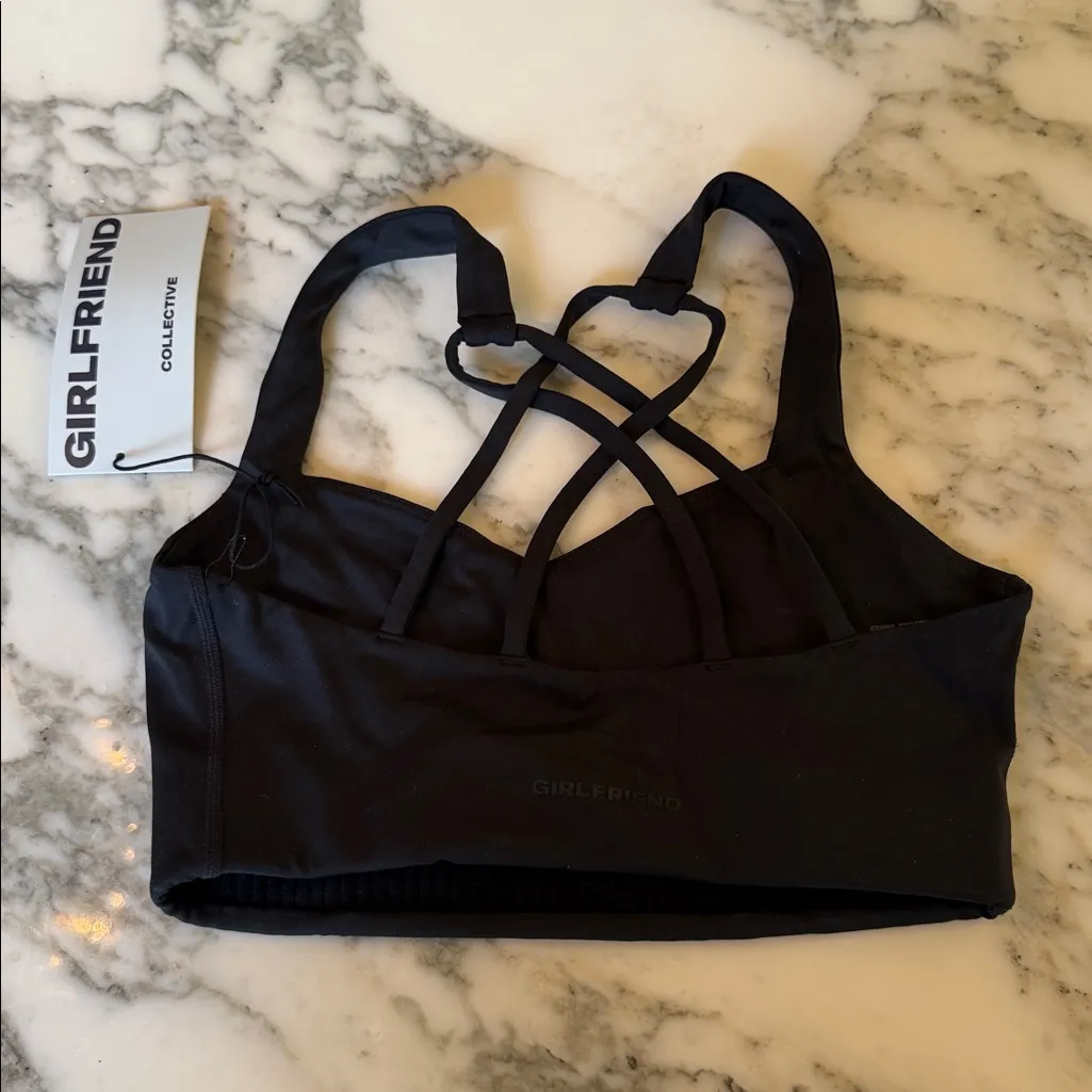 NWT Girlfriend Collective Black Riley Sweetheart Bra Sports Bra Sz S - Image 8