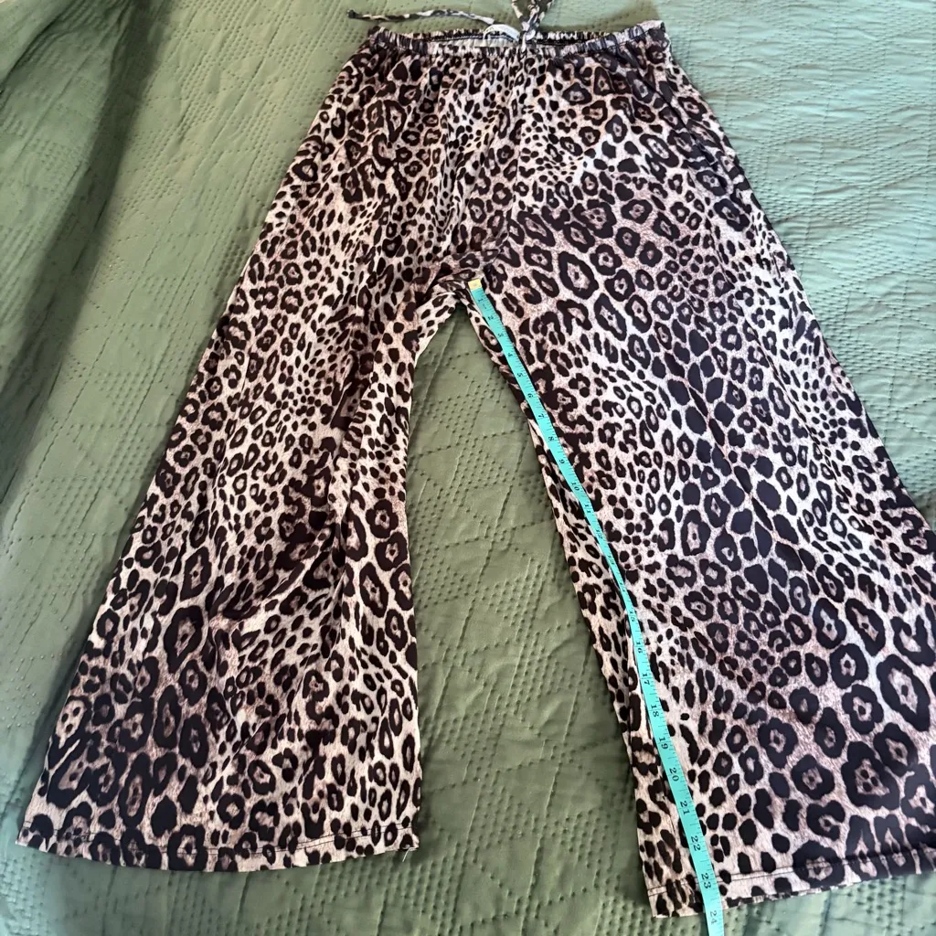 Zara Leopard Print Wide Leg Pants - Image 5