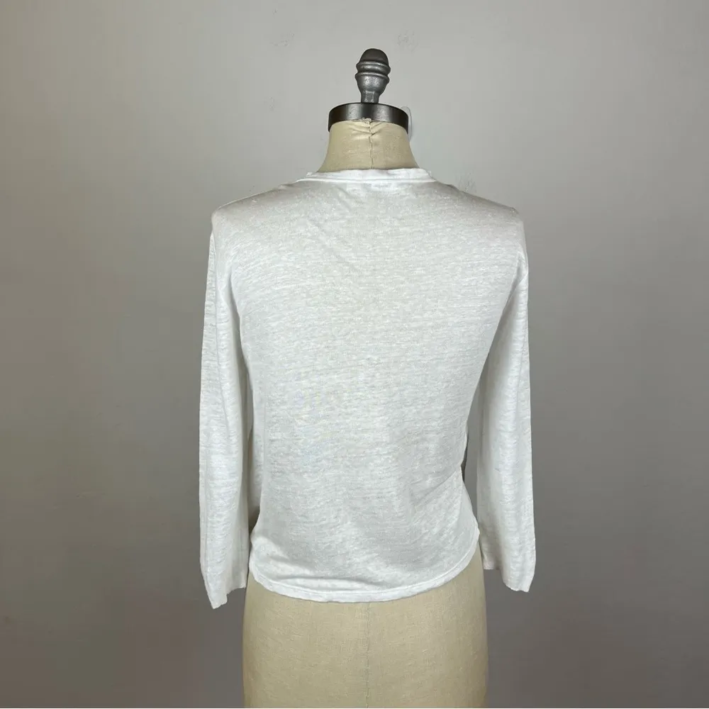 A.L.C White Ruffle Linen Top - Image 6