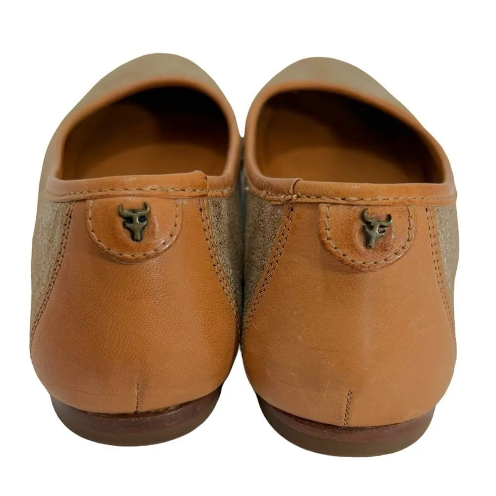 Trask Piper Gold Metallic Brush Off Natural Vachetta Leather Flats Gold Size 6 - Image 5