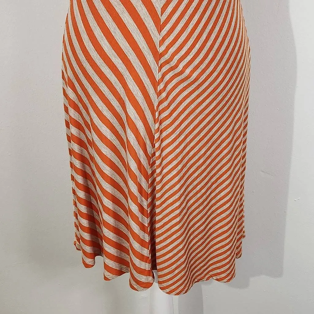Calvin Klein Sleeveless Orange Striped Dress Size 4 Chevron Striped Dress - Image 4