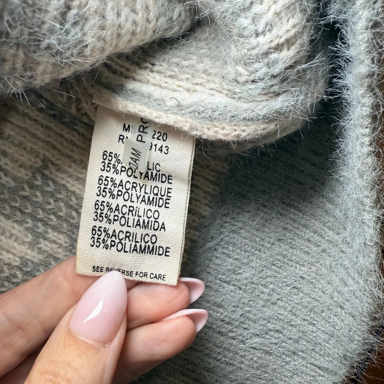 FRNCH Paris Abstract Print Knit Sweater Crew Neck Neutral Tones Size‎ S/M - Image 10