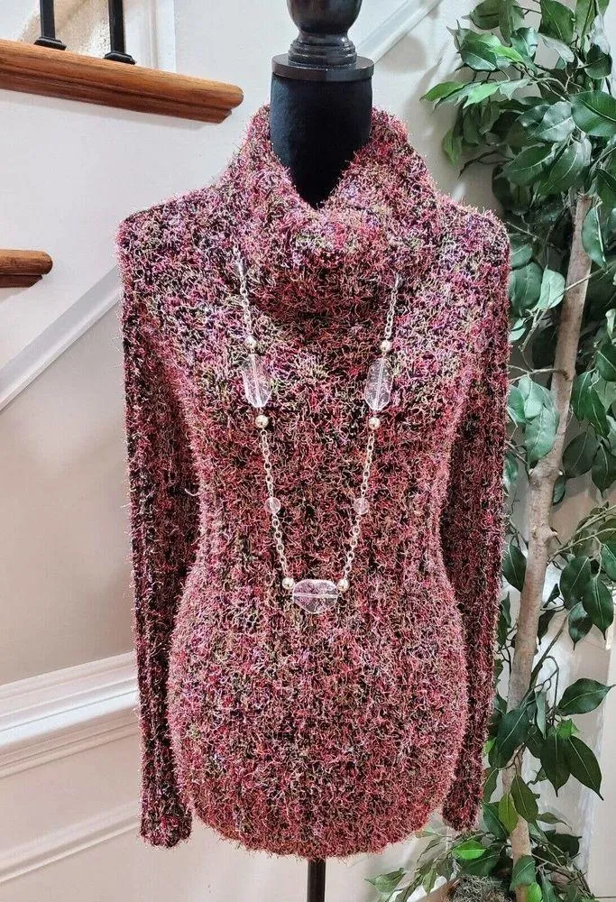 Marsh Landing Women's Acrylic Cowl Neck Long Sleeve Pullover Knit Sweater Size L - Image 1