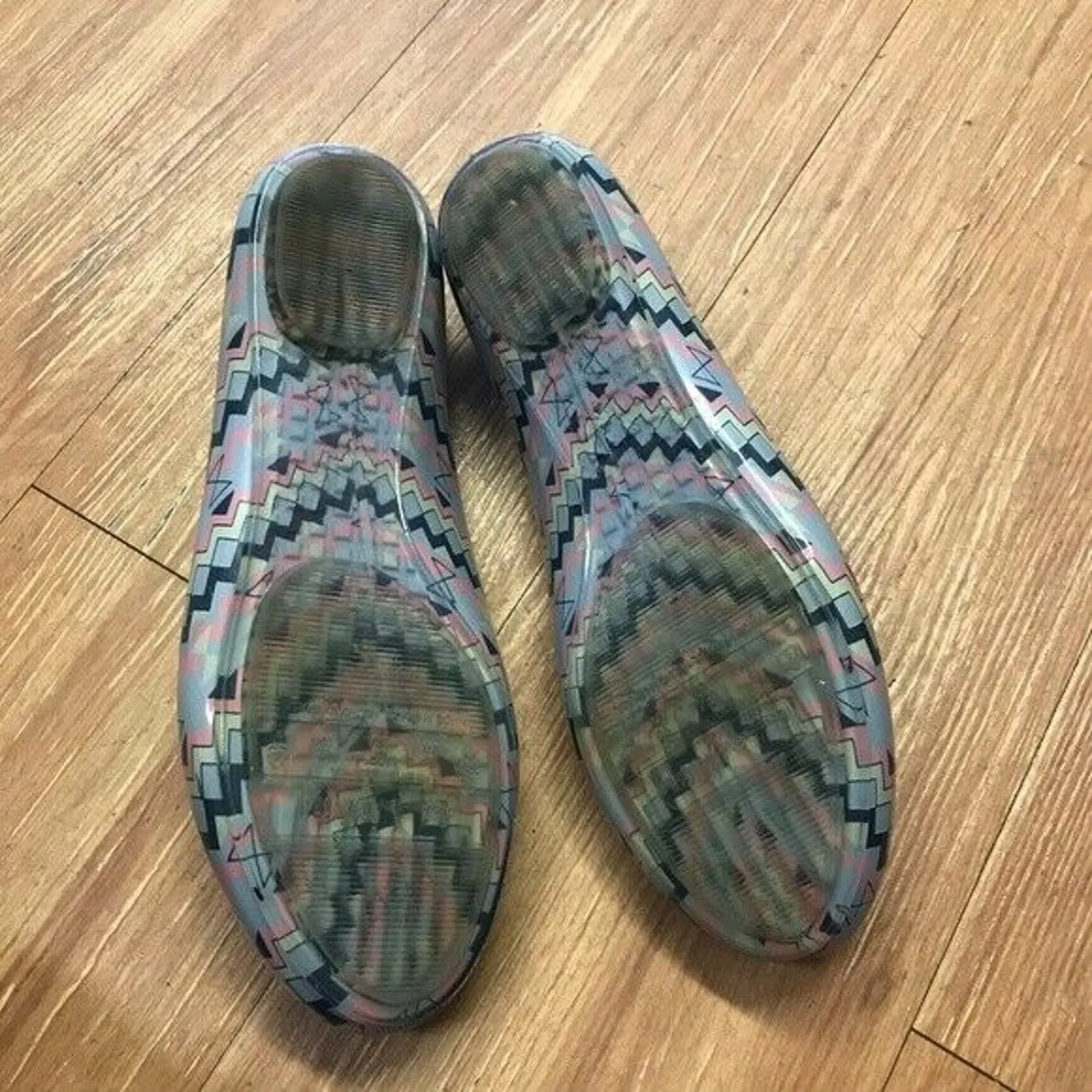 Mel by Melissa‎ Mini Dreamed Womens Shoes Size 8 Glow Loafers Jelly Geometric Blue - Image 2